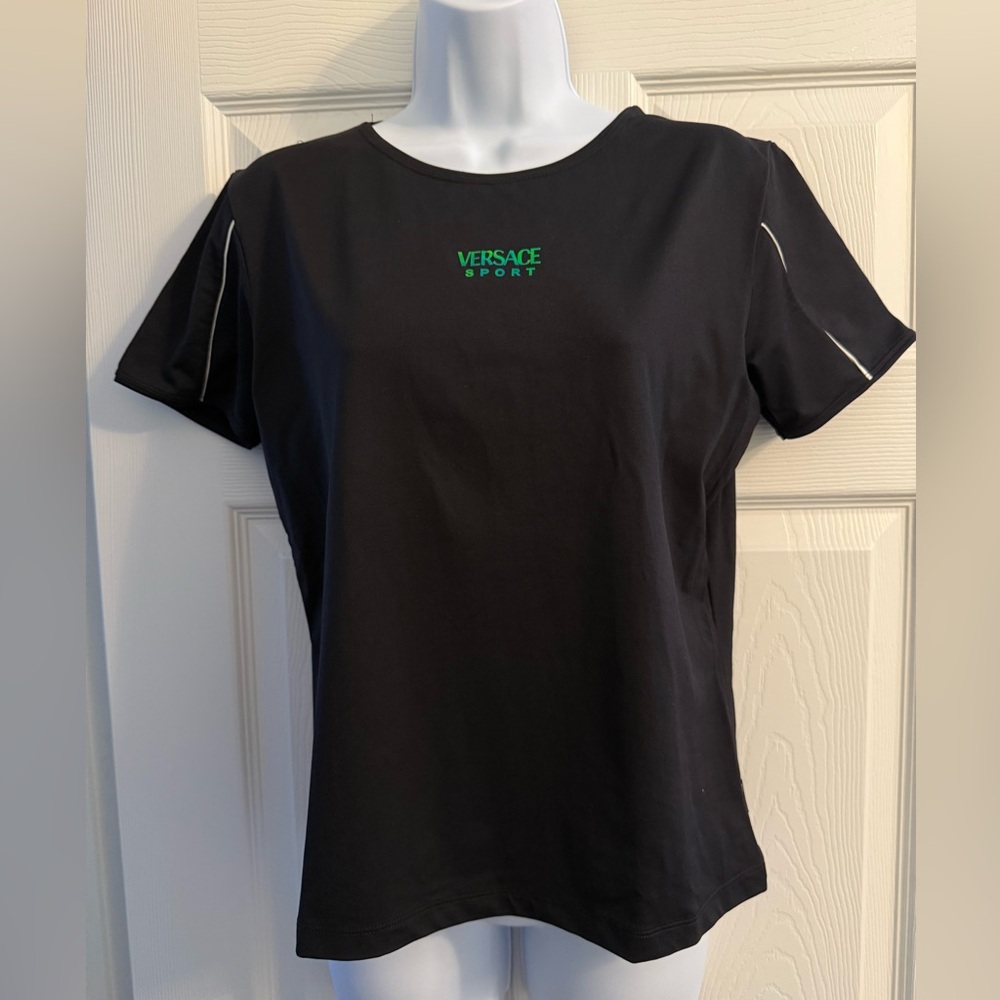 Versace Black Fitted Short Sleeve Tee - Size XL (Fits L/M)